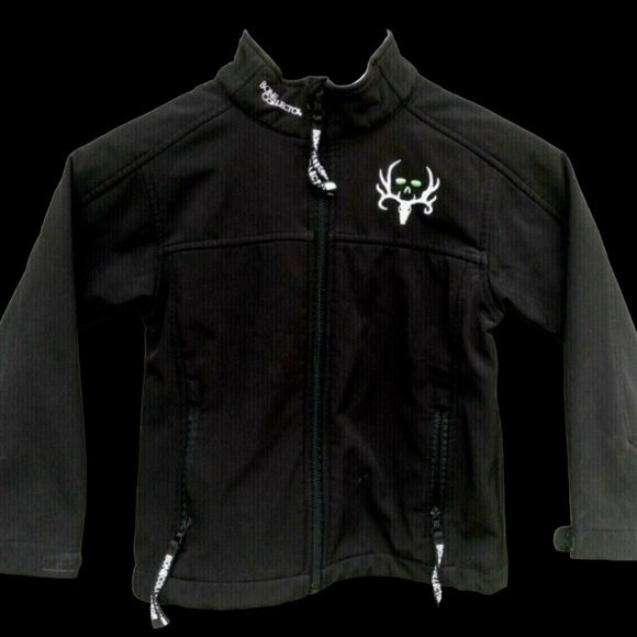 Bone Collector Boys Black Jacket Sz Small Outdoors Full Zip Front Pockets Logo - Picture 6 of 6